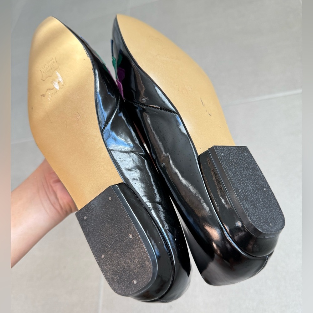 Vintage Nina Patent/Leather Shoes in multi colored bow made in Spain Size US 7 - Picture 10 of 12